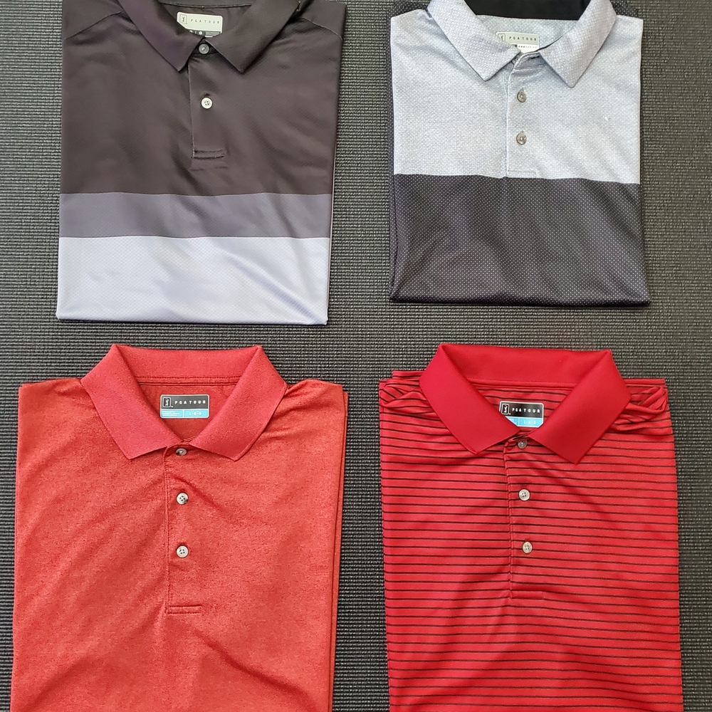 PGA Tour Men's Polo Shirt Collection - Black, Gray, Red